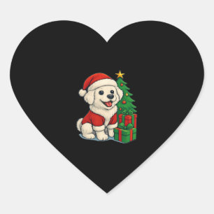 Cute Christmas Dog, Santa Hat Dog, With Christmas Heart Sticker