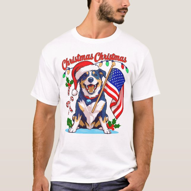 Cute Christmas Dog T-Shirt (Front)