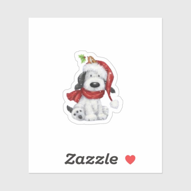 Cute Christmas Dog with Santa Hat & Scarf (Sheet)