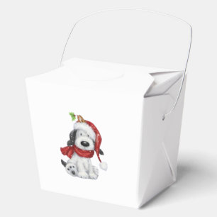 Cute Christmas Dog with Santa Hat & Scarf Favour Box