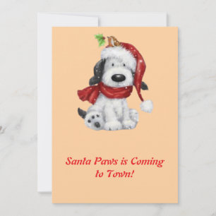 Cute Christmas Dog with Santa Hat & Scarf Holiday Card