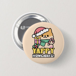 Cute Christmas Dog - Yappy Howlidays  6 Cm Round Badge