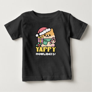 Cute Christmas Dog - Yappy Howlidays Baby T-Shirt