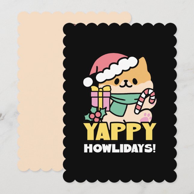 Cute Christmas Dog - Yappy Howlidays  Invitation (Front/Back)