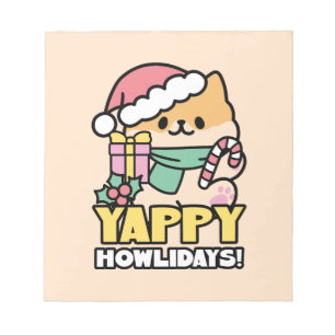 Cute Christmas Dog - Yappy Howlidays  Notepad