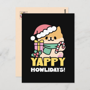 Cute Christmas Dog - Yappy Howlidays Postcard