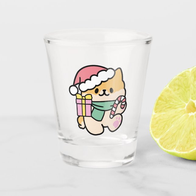 Cute Christmas Dog - Yappy Howlidays  Shot Glass (Front)