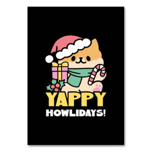 Cute Christmas Dog - Yappy Howlidays Table Number
