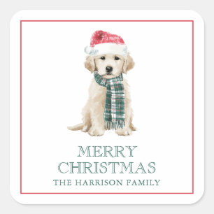 Cute Christmas Dogs Gift Enclosure Square Sticker