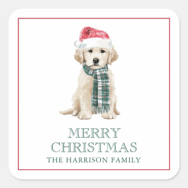 Cute Christmas Dogs Gift Enclosure Square Sticker (Front)