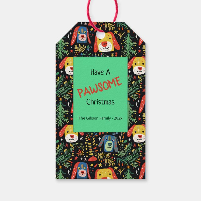 Cute Christmas Dogs Gift Tags (Front)