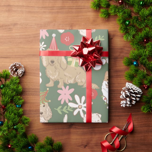 Cute Christmas Dogs Pattern Wrapping Paper (Holiday Gift)