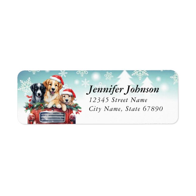 Cute Christmas Dogs Return Address Labels (Front)