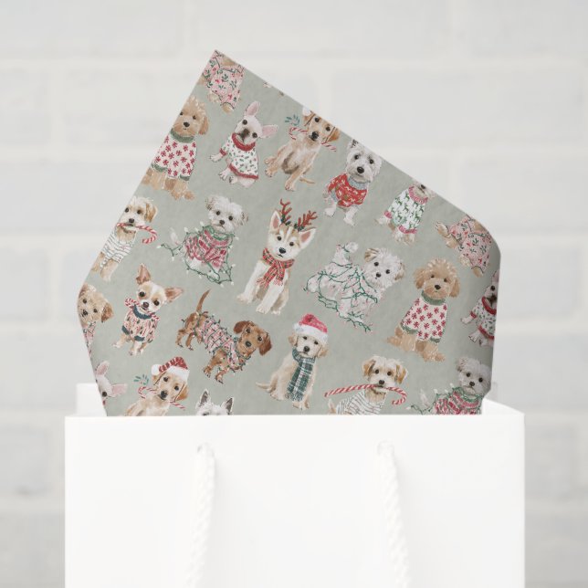 Cute Christmas Dogs Tissue Paper (Gift Bag)