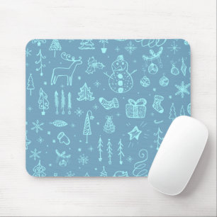 Cute Christmas Doodle Drawing Illustration   Mouse Mat