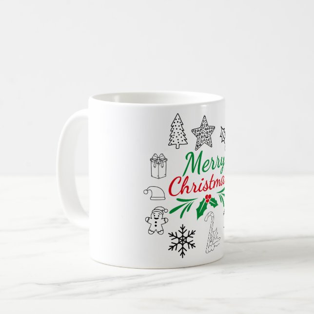 Cute Christmas Doodles Coffee Mug (Front Left)