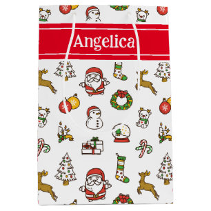 Cute Christmas Doodles Medium Gift Bag