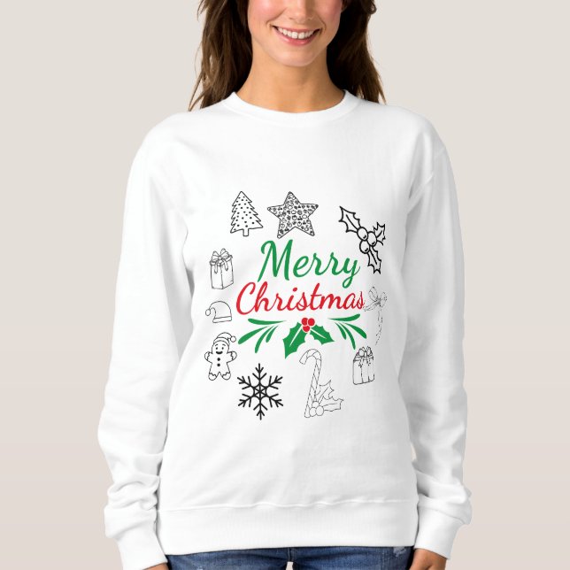 Cute Christmas Doodles Sweatshirt (Front)