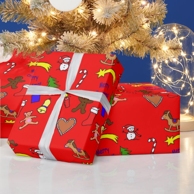 Cute christmas doodles wrapping paper (Holidays)
