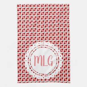 Cute Christmas Dots and Lace Initial Tea Towel