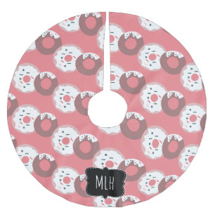 Cute Christmas Doughnut Sprinkles Family Initial Brushed Polyester Tree Skirt