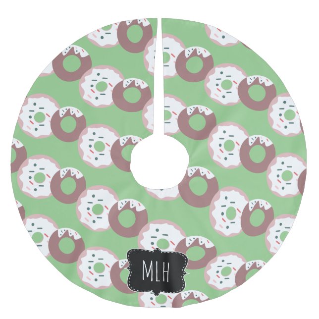 Cute Christmas Doughnut Sprinkles Family Initial Brushed Polyester Tree Skirt (Front)
