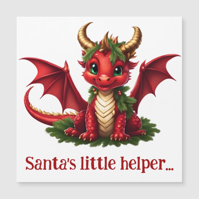 Cute Christmas Dragon Magnet (Front)
