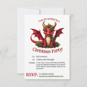 Cute Christmas Dragon Party Invitation