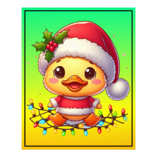 Cute Christmas Duck Cartoon Santa-68362 Photo Print