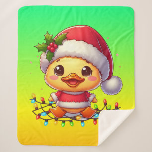 Cute Christmas Duck Cartoon Santa-68362 Sherpa Blanket