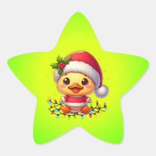 Cute Christmas Duck Cartoon Santa-68362 Star Sticker