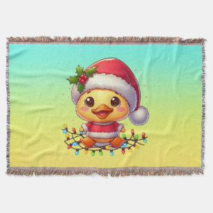 Cute Christmas Duck Cartoon Santa-68362 Throw Blanket
