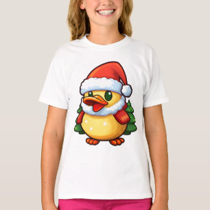 Cute Christmas Duck in Santa hat T-Shirt