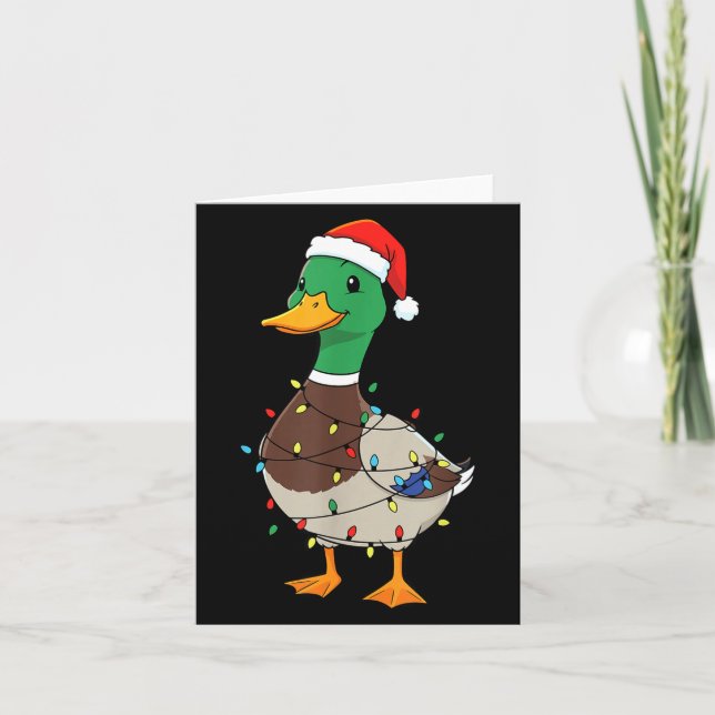 Cute Christmas Duck Mallard With Xmas Lights  Card (Front)
