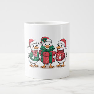 Cute Christmas Ducks Cartoon Art-68105 Large Coffee Mug