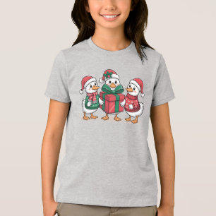Cute Christmas Ducks Cartoon Art-68105 Tri-Blend Shirt
