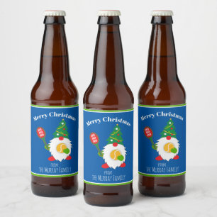🎾Cute Christmas Dwarf with tennis ball  Beer Bottle Label