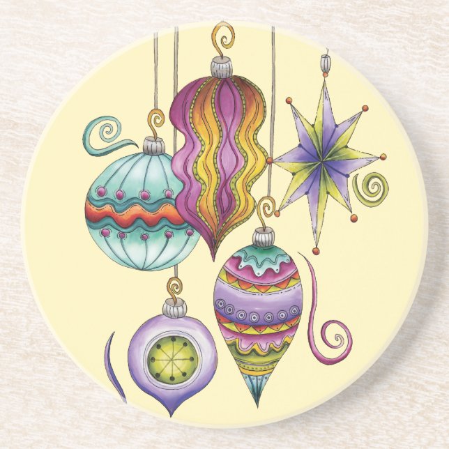 Cute Christmas, Elegant and Fancy Glass Ornaments Coaster (Front)