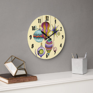 Cute Christmas, Elegant and Fancy Glass Ornaments Large Clock
