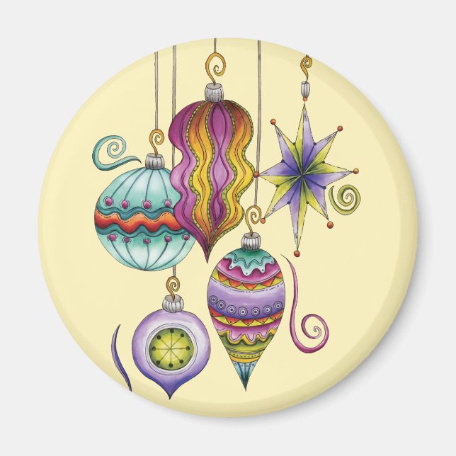 Cute Christmas, Elegant and Fancy Glass Ornaments Magnet (Front)