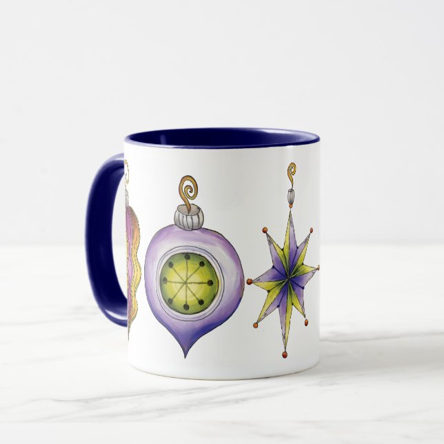 Cute Christmas, Elegant and Fancy Glass Ornaments Mug (Front Left)
