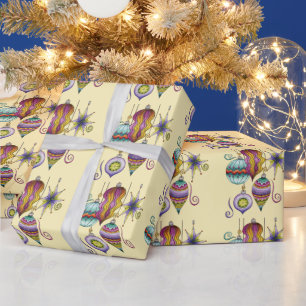 Cute Christmas, Elegant and Fancy Glass Ornaments Wrapping Paper