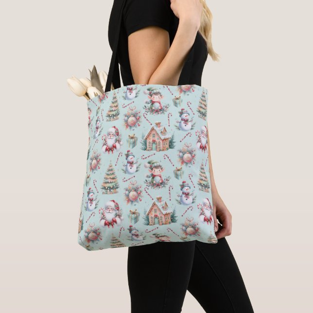 Cute Christmas Elements Socks Tote Bag (Close Up)