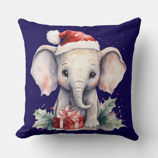 Cute Christmas Elephant Cushion (Front)