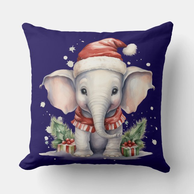 Cute Christmas Elephant Cushion (Front)