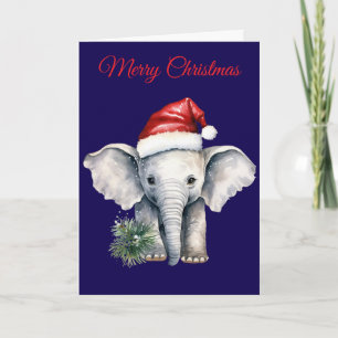 Cute Christmas Elephant Holiday Card