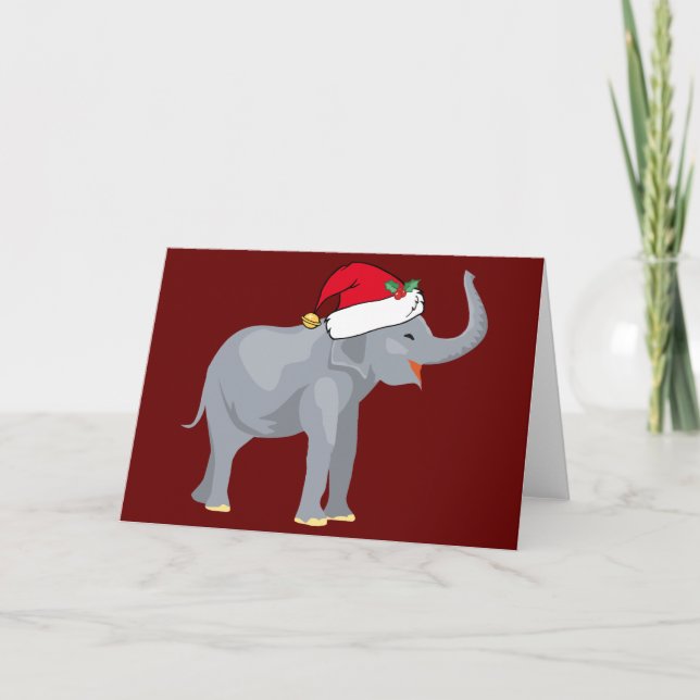 Cute Christmas Elephant Holiday Card (Front)