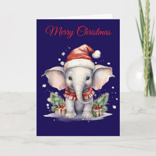 Cute Christmas Elephant Holiday Card