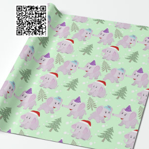 Cute Christmas Elephants Pattern Wrapping Paper