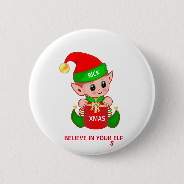 Cute Christmas Elf 6 Cm Round Badge (Front)